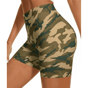 Shorts Yoga For Women Scrunch Biker Dark Camouflage Green Shorts